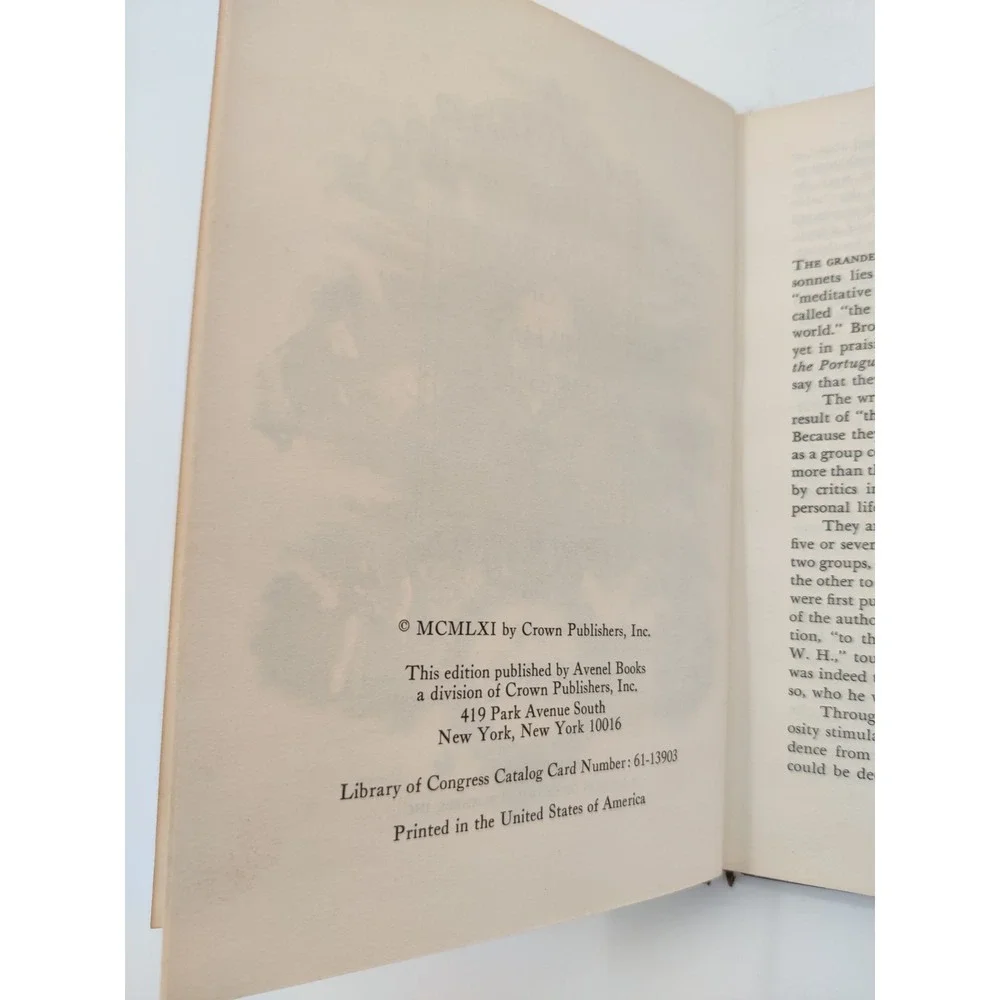The Sonnets of William Shakespeare Avenel‎ Books Vintage Hardcover Temple Notes